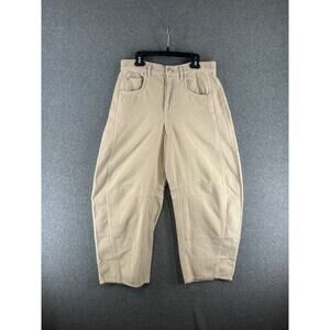 Free People We The Free Good Luck Corduroy Barrel Jeans Size 24 Ivory